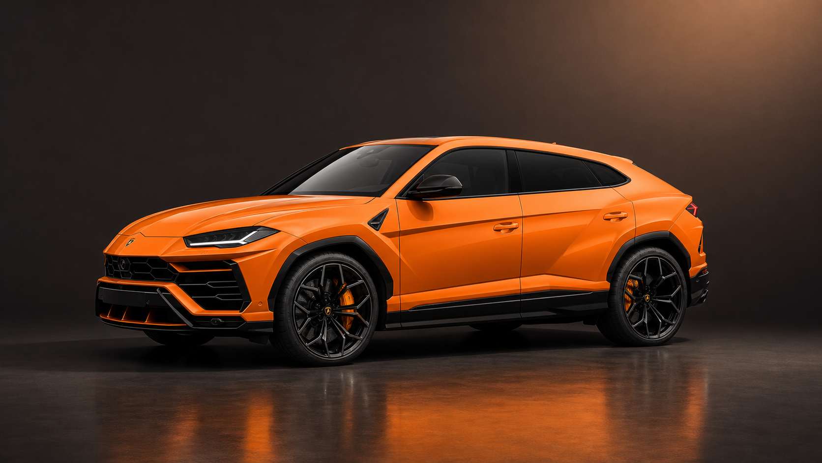 Orange Lamborghini Urus 2021 super SUV