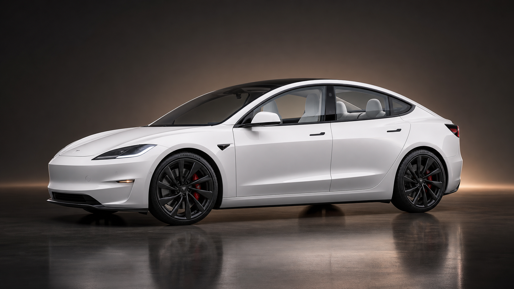 White Tesla Model 3 Performance 2020 with white interior